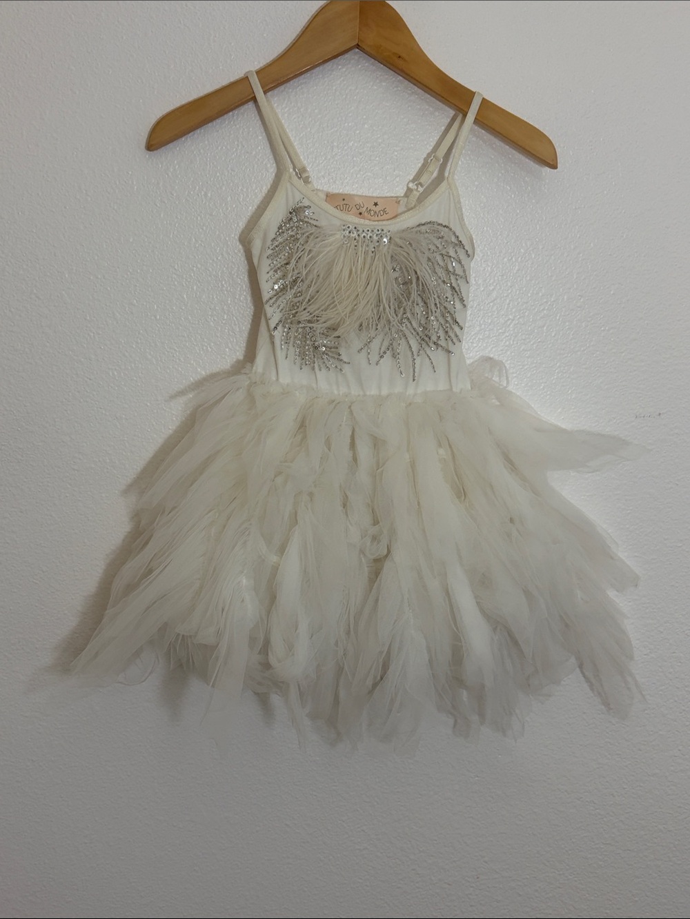 Tutu Du Monde White Silver Feather Tulle Sequin Tutu Dance Dress Costume